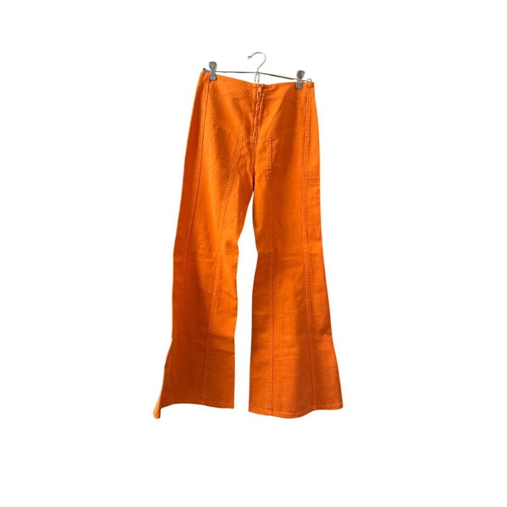 Alberta Ferretti Orange High-Waisted Flared Pants Womens Size 4 Cotton/Elastane
